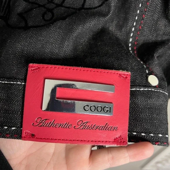 Coogi Red Leather Black Embrodered Denim Jacket - Limited Edition - L - Picture 6 of 6